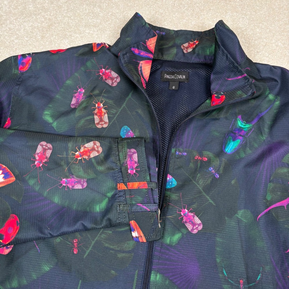 Pineda Covalin Insect Butterfly Print Full Zip Windbreaker Jacket Black Multi L